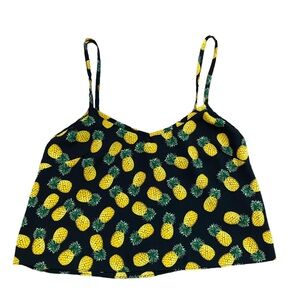 Satin Crop Top with Pineapple Design